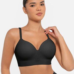 Wireless Push-Up Comfort Full Coverage Bra Black Size M